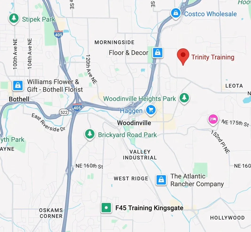 Map showing Trinity Training in Woodinville